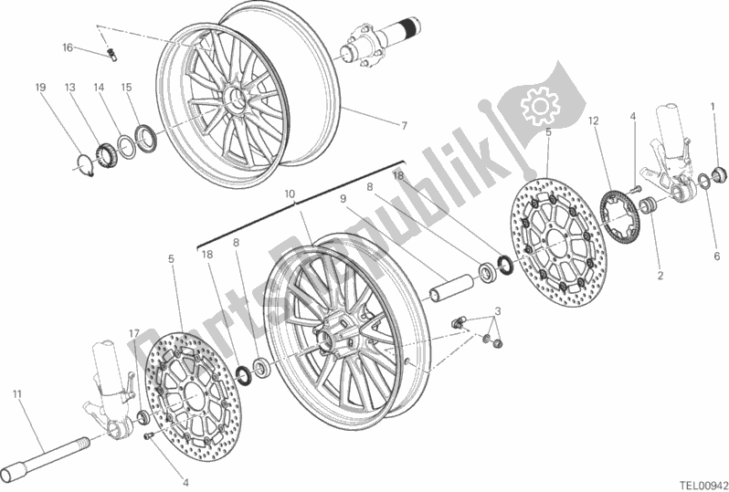 All parts for the Wheels of the Ducati Diavel Xdiavel Thailand 1260 2018